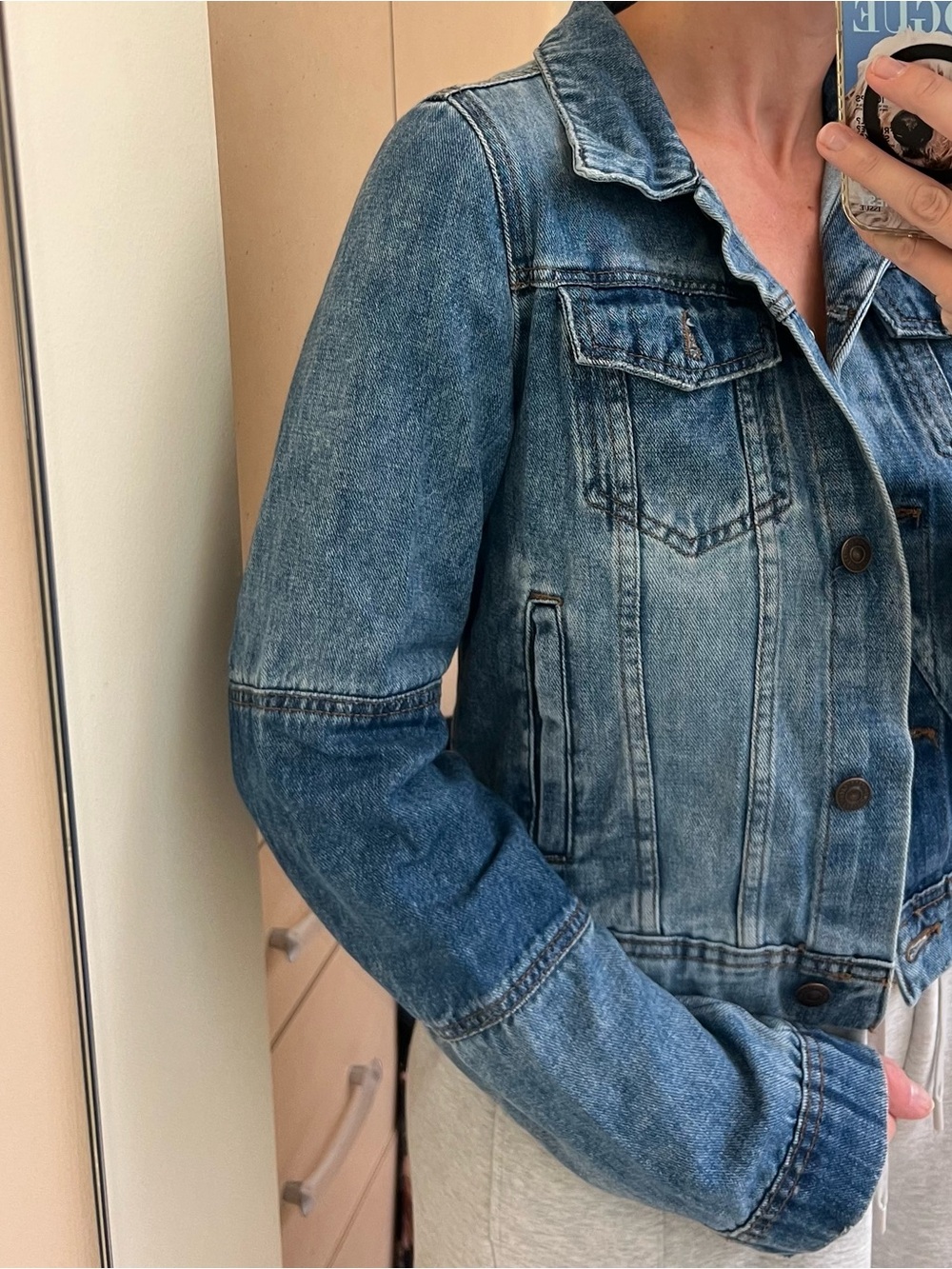 Free People Distressed Blue Denim Jacket
